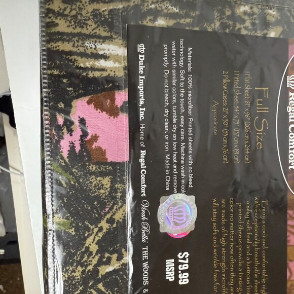 Regal Comfort The Woods Pink Camo Sheet Set Full Size Microfiber Bedding Sleep - Picture 8 of 9